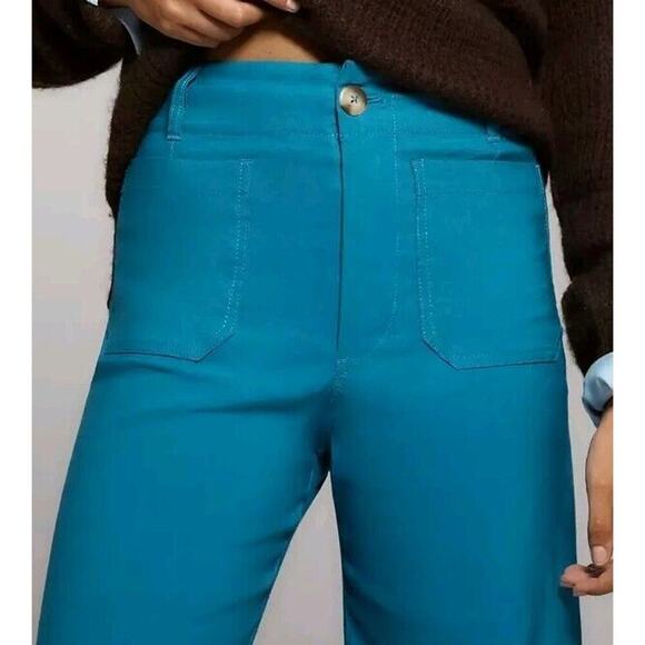 AnthropologieThe Colette Cropped Wide-Leg Pants by Maeve Sz 23 Ocean Blue - Picture 4 of 6